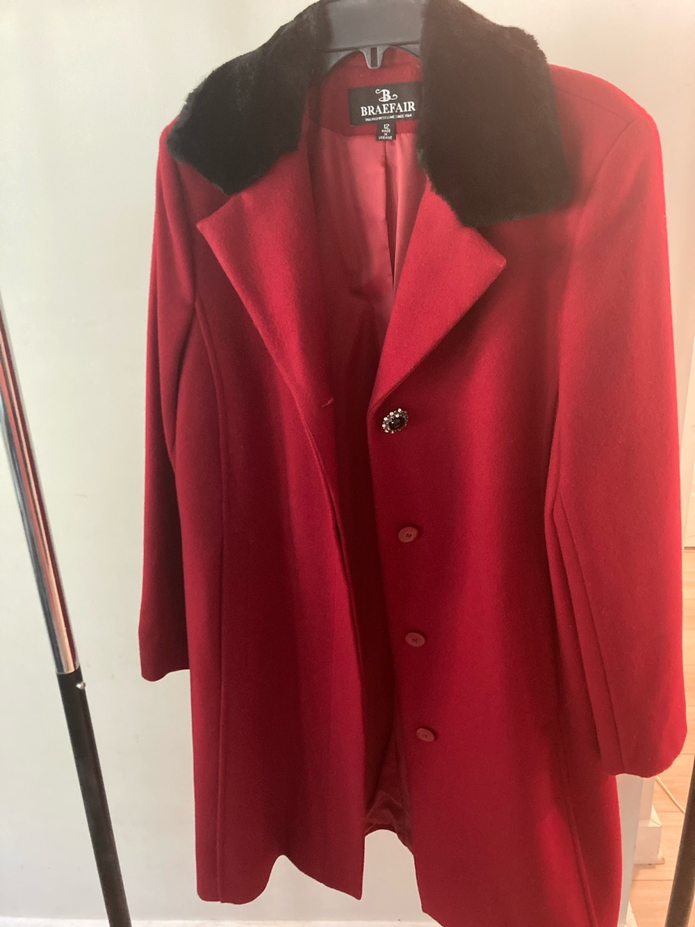 Braefair 90s Red 100% Wool Coat Size 12